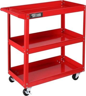 Rolling Tool Cart with 3 Shelves and 330 Lbs Capacity for Garage and Workshop