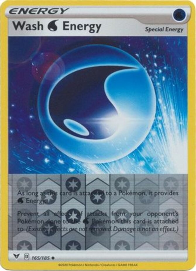 Wash Water Energy - 165/185 - Uncommon - Reverse Holo - Moderately Played - Swor