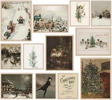 JarThenaAMCS 12 Sheet Vintage Christmas Wall Art Prints Xmas Landscape Art... 