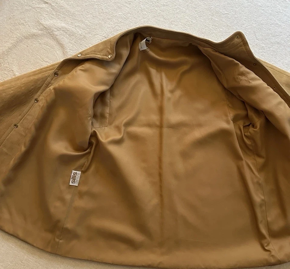 Chaqueta de gamuza Bonnie Cashin for Sills vintage años 70 camel mop bolsillos a presión Foto 2 de 4