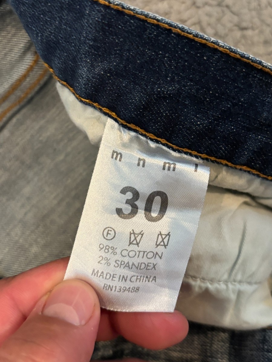 MNML Jeans Men's 30 (32x34) Distressed Ripped Slim Button Fly
