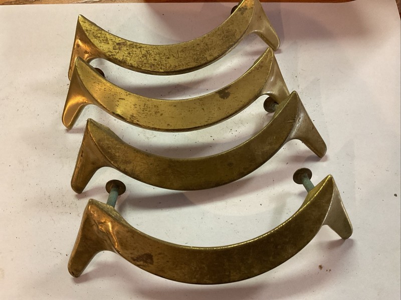 30-50’s Rare Unique Art Deco Set 4 Vintage Hardware Art W/screws Brass?