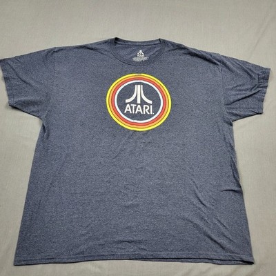 Atari Graphic T-Shirt Mens 2X Heather Navy Blue Retro Video Game Ripple Junction