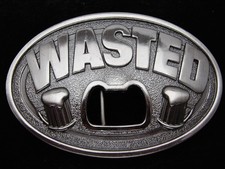 RA11102 REALLY COOL  WASTED  BEER BOTTLE OPENER FUNNY BELT BUCKLE