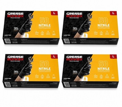 Grease Monkey Gorilla Grip Nitrile Gloves Size Large, 4 BOXES OF 50 (200 GLOVES)