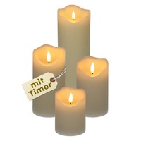4Er Set LED Kerze Mit Timer Echtwachs Kerzen Flackernde Flamme Echtwachskerze