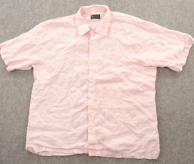 Mine Shirt Mens Extra Large Pink Button Up Linen Casual Relaxed Chambray