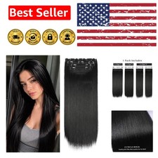 20 Inch Natural Look Clip-In Black Hair Extensions - 4 Piece for Instant Style
