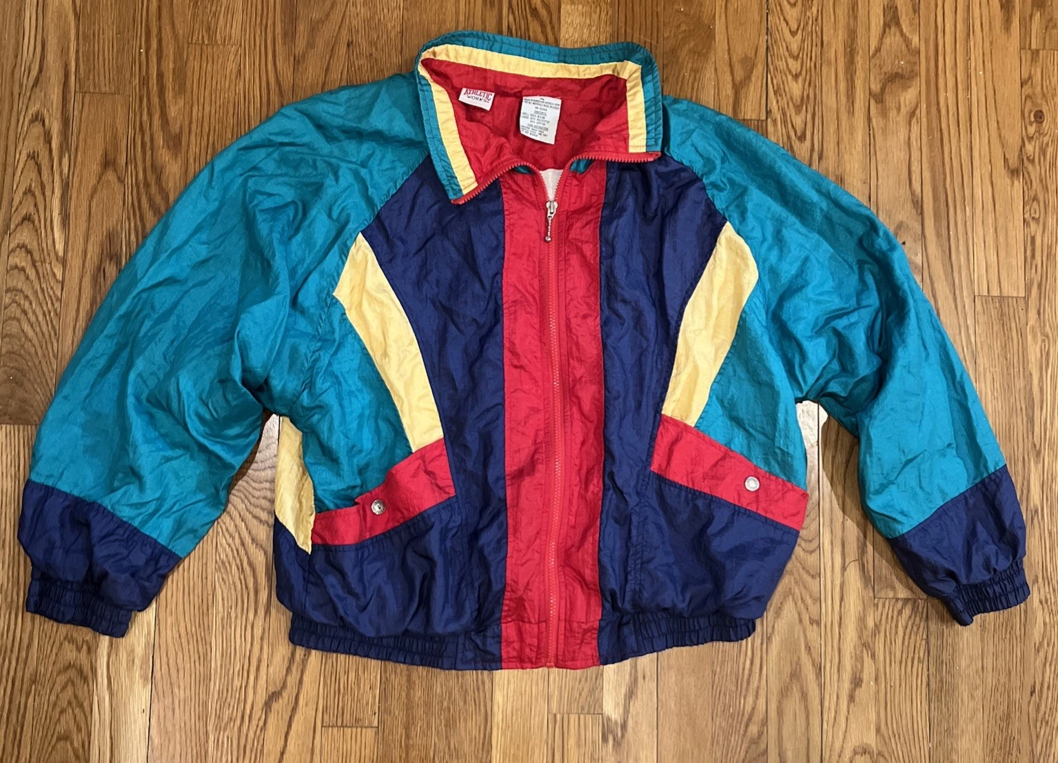 Vtg Athletic Works Multicolor Windbreaker Jacket Women's Xl Unisex 90’s Hip hop
