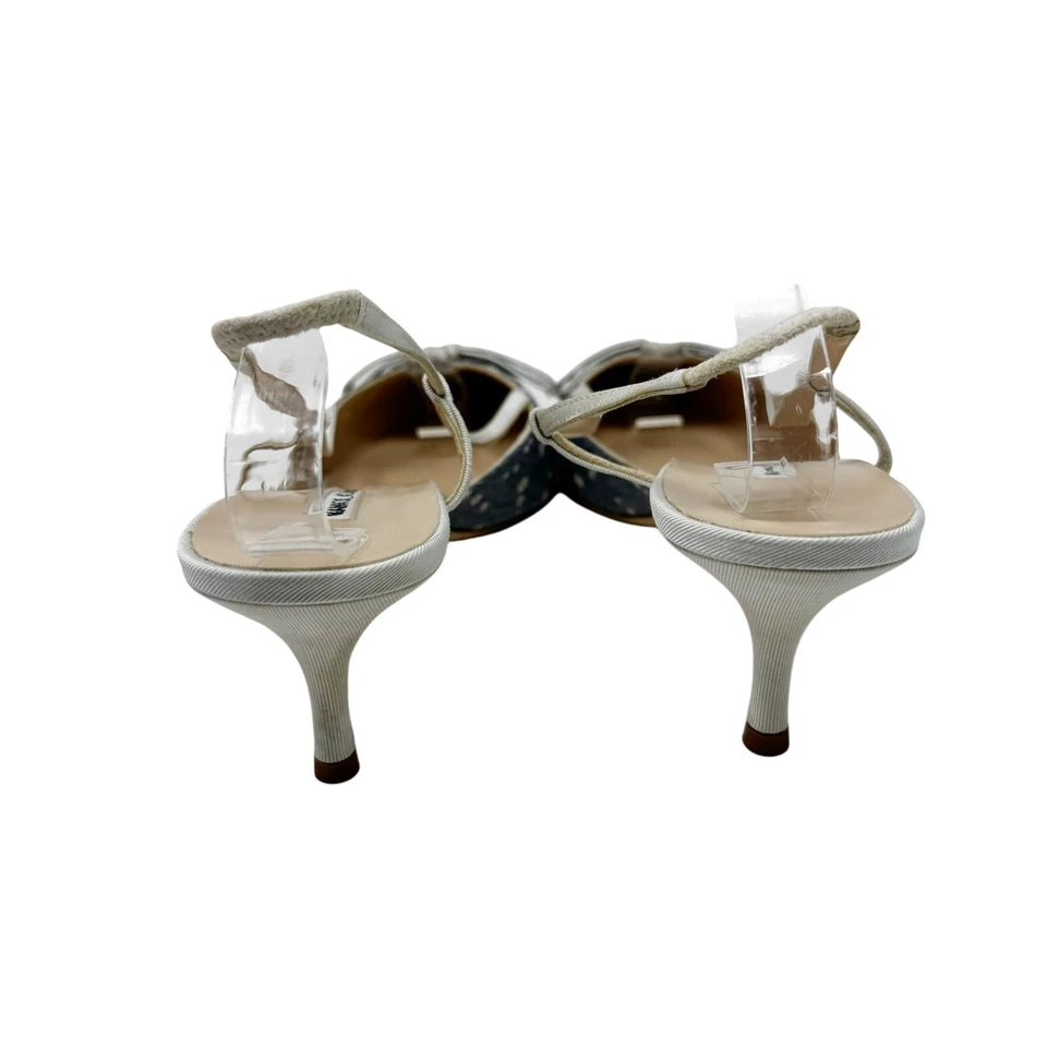 Manolo Blahnik цветочный бант слинга каблуки ЕС 40 синий Grosgrain отделки винтажный  - Изображение 4 из 4