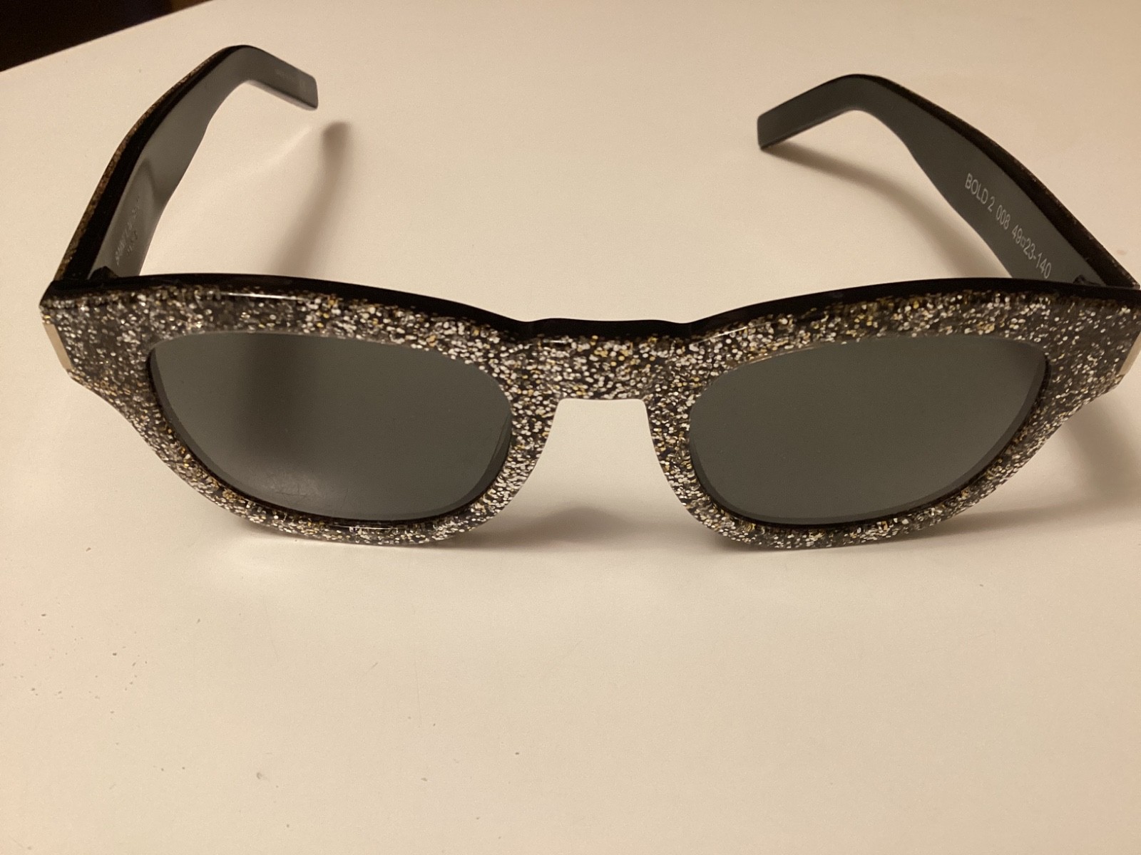 Occhiali da sole donna Saint Laurent B 2 008 montatura nero argento oro glitter