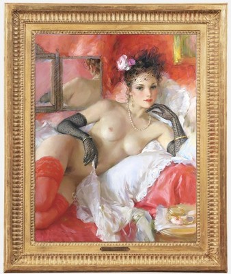 Hand-painted Impression oil painting art female woman nude on canvas 24''X36''