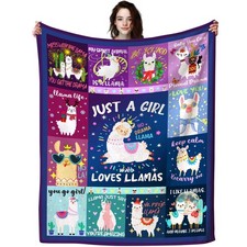 Cute Llama Blanket Soft Warm Alpaca Throw Blankets Cartoon Llama Sofa Couch B...