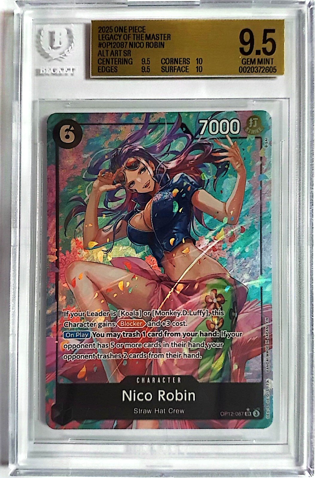 BGS 9.5 GEM MINT Nico Robin OP12-087 SR Alt Art One Piece Legacy of the Master