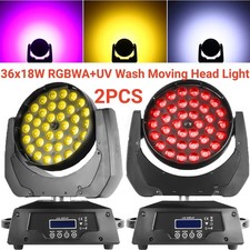 2PCS 36x18W RGBWA UV Wash Zoom Moving Head Light LED DMX DJ Stage Lighting Party