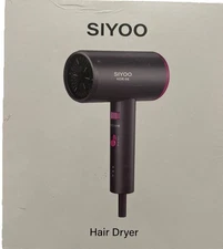 SIYOO Professional Hair Dryer Ionic Blow Dryer with Diffuser and Nozzle 160V