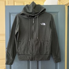 The North Face Fleece Lined Zip Front Hoodie Jacket Green Zip Pockets Size Small