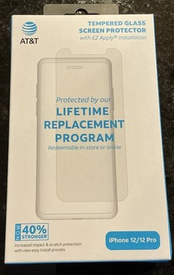 AT&T Tempered Glass Antimicrobial Screen Protector for iPhone 12 / 12 ...