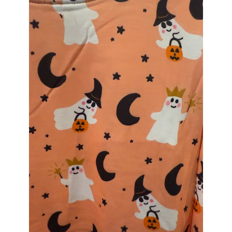 New Abby & Evie Kids Halloween Long Sleeve Shirt Size 6 Ghost Moon Stars Peach - Image 3 of 4