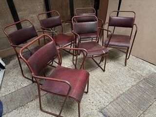 Stacking Metal Armchairs x 6