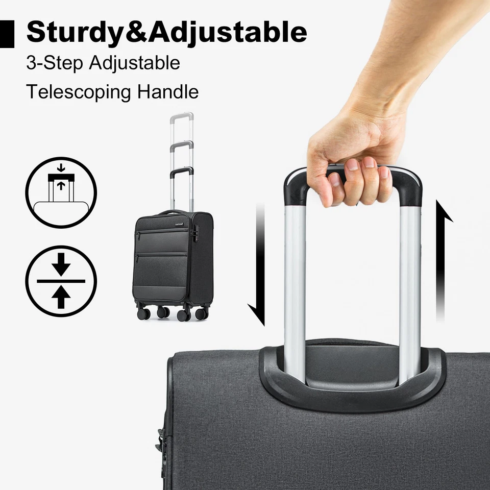 M-L-XL Handgepäck Leichtes Softshell Koffer Reisekoffer 4-Rader Trolley Koffer  - Bild 4 von 4