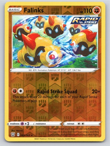 2021 POKEMON FALINKS BATTLE STYLES 083/163 REVERSE HOLO RARE NM A45680 FREE S&H
