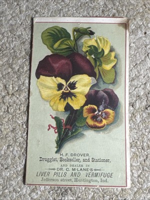 H. F. Drover Trade Card-Druggist-Dr. C. McLane-Huntington, IL. R175