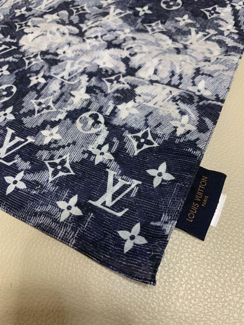 Louis Vuitton Navy Blue Floral Print Silk Scarf