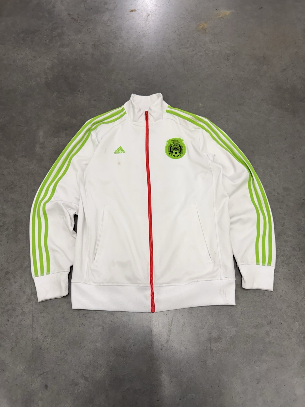 2000s Mexico Adidas Soccer Track Jacket World Cup White Y2K Vintage Medium