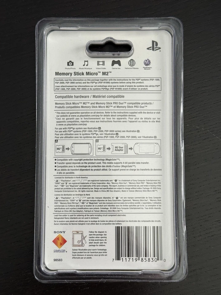 Official Sony Memory Stick Micro M2 4GB Playstation PSP Memory Stick Duo Adaptor - Image 2 of 2
