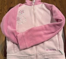 Columbia Pink Fleece Jacket Y14-16 Full Zip-up Pockets