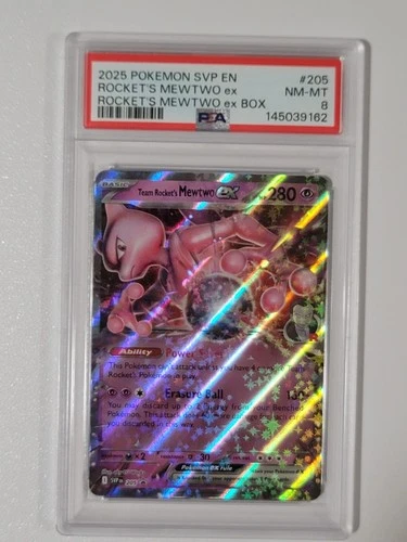 2025 POKEMON SVP EN-SV BLACK STAR PROMO #205 TEAM ROCKET'S MEWTWO EX PSA 8