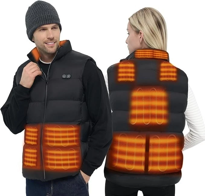 Heated Gilet with 7.4V DC Port - Unisex Heated Vest with 10 Heating Zones