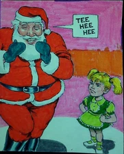 Santa Clause Tee Hee Mad Little Girl Humor Gag Art Original Comic Book Panel 1/1