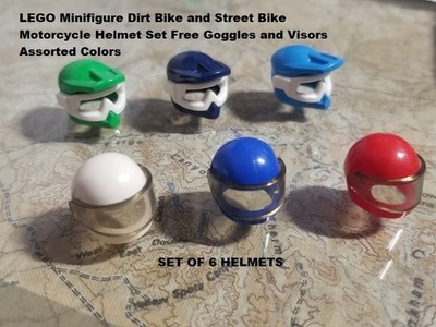 LEGO Minifigure Dirt Bike and Street Bike Motorcycle Helmet Set Goggles  Visors - Main Image