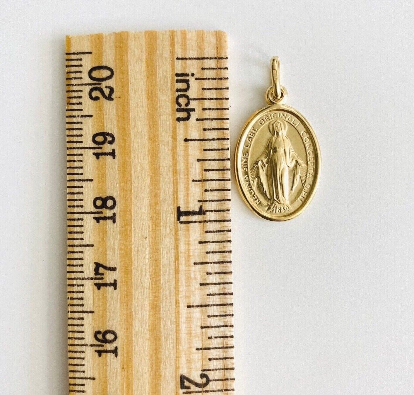 Real 14K Yellow Gold Miraculous Milagrosa Virgin Mary Medal Pendant ...