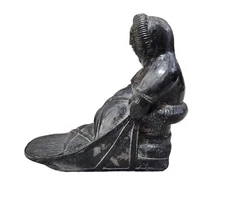 Vintage Inuit A Wolf Original Hand Carved Soapstone Eskimo on Dog Sled