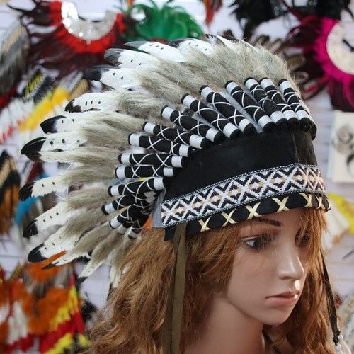 Feder Kopfschmuck Stirnband, verstellbare Kopfbedeckung, Häuptling Indianer Hut - Bild 3 von 13