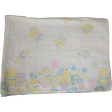 VTG ABC flower bear appl Bedtime Bear Sweet Dreams Baby/Toddler Flannel Blanket