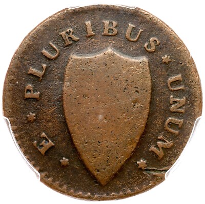 【クネーム】1786・1791 1786 M 11-H R-6 PCGS F Details Cuneiform Shield New Jersey