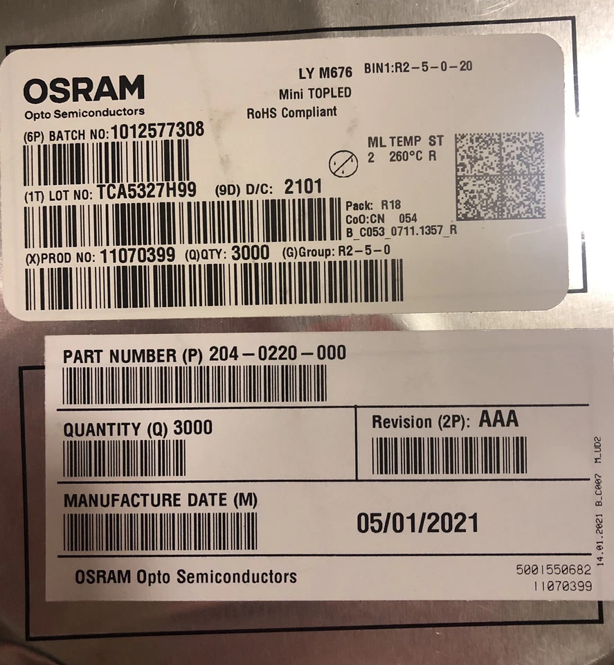 OSRAM opto semiconductors LYM676 R2-5-0-20 Mini Topled 3000 Count - Image 2 of 3