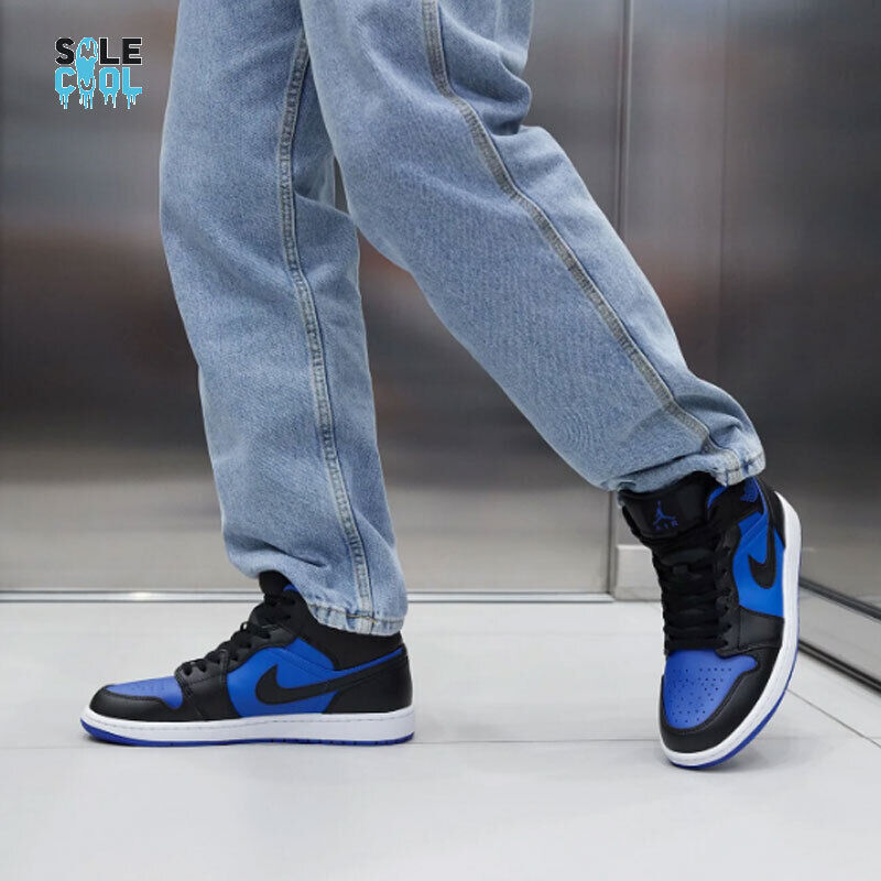 Nike Air Jordan 1 AJ1 Mid Shoes Royal Blue Black White Shoes Nike Air Jordan 1 AJ1 Mid Shoes Royal Blue Black White Shoes