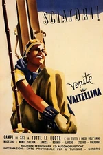 Skiers come to Valtellina Italy Skiing Ski Tourism Vintage Poster Repro FREE S/H
