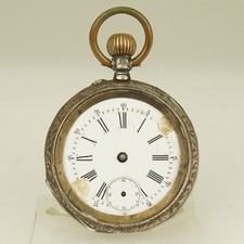 Rare SILVER Pocket Watch Mechanical Collectible time piece jewelry jewellery