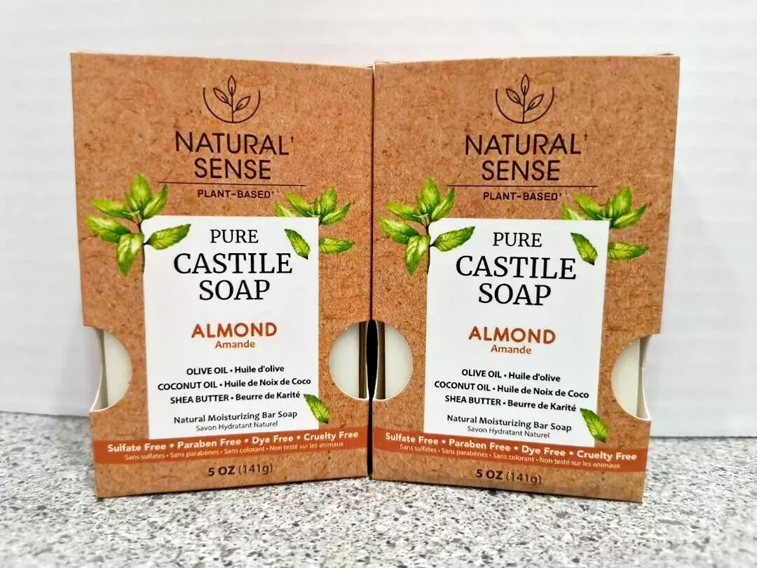 Natural Sense Pure Castile Soap Plant-Based Moisturizing, ALMOND