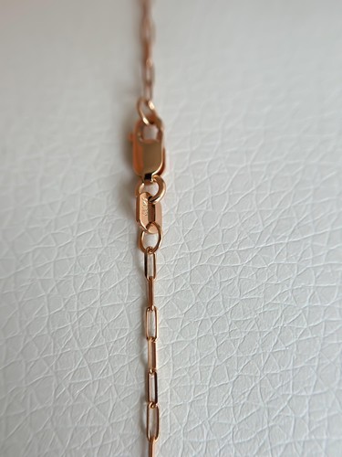 14k Solid ROSE GOLD Paper Clip Chain 1.5mm 2mm Necklace Paper Clip 16" 18" 20" - Picture 4 of 28