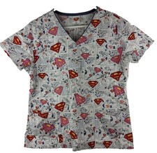 DC Comics Supergirl Nurse Vet Dental Nurse Doctor Scrub Top Women's Size Medium