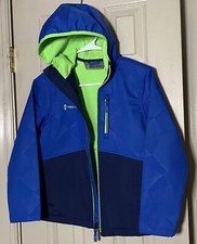 Free Country Youth Blue Boys Coat Jacket Full Zip w/Hood Size L 7/8 Kids Sporty