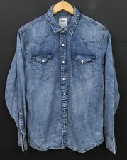 Levi's Men's Long Sleeve Blue Denim Pearl Snap Western Shirt Size L