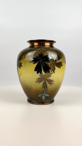 Deusch 1000er Silber Overlay Porzellan Vase Grün Handgemalt 15,5cm - Video 1 von 1